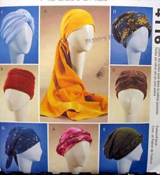 4116  McCalls 7 TURBANS, SCARVES SNUG HEADWEAR/ WRAP PATTERN