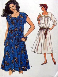 8909 Vogue  EZ LONGER DROP WAIST FLARE DRESS PATTERN 8 uncut