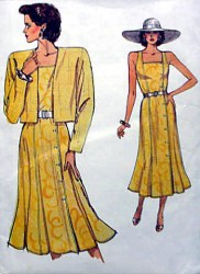 9638 EZ VOGUE BOXY JACKET,LONG FLARE STRAPPY DRESS PATTERN 8-12