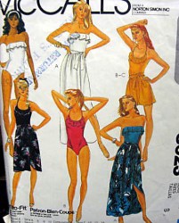 8023 MCCALLS 1 PC BATHING SUIT, WRAP SKIRT 3 LENGTHS PATTERN  6-10