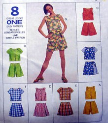 8817 McCalls  8 GREAT LITTLE TOPS,  SKORTS PATTERN 8-12 OR 14-18 CHOICE UNCUT