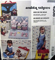 4208 MCCALLS BEAR, BUNNY FAMILY CARRY ALONG DOLL HOUSE PATTERN uncut