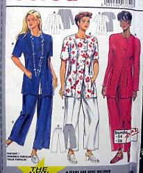 3740 BURDA LONG ANGLED JACKET, BOTTOMS PATTERN 18-26