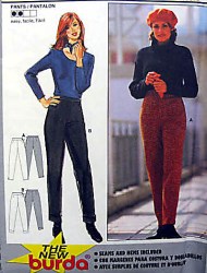 3369  BURDA STRETCHY PANTS CUFFS OR NOT EZ PATTERN  8-18