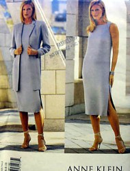 2387 VOGUE A KLEIN LONG COLLAR JACKET, SLEEVELESS DRESS PATTERN 6-10,12-16
