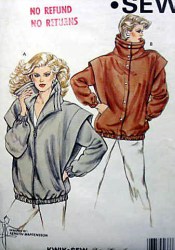 1342 1984 KWIK SEW  LT-MED WEIGHT OVERSIZED JACKET, HOOD PATTERN XS-LG