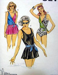 1429 Kwik Sew  1 PIECE TIE, OVERLAP SWIMSUIT, SKIRT WOW PATTERN 16-22 uncut