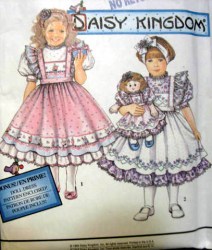 8877 DK GIRLS DRESS,PINAFORE, 22'' DOLL PATTERN 5-6X