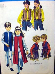 9135 1970 WOODSTOCK, HIPPIE VESTS LENGTHS KIDS PATTERN 8,10