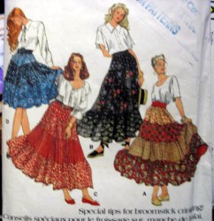 8624 SWING FLARE BROOMSTICK PEASANT SKIRTS XS-M PATTERN