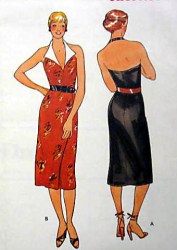 6567 LONGER FIT HALTER  V-DRESS 70S PATTERN 14