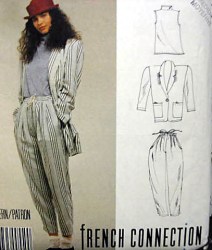 3025 FRENCH CONNECTION BAG PANTS, 1 BUTTON JACKET, TOP PATTERN SM,MD,LARGE