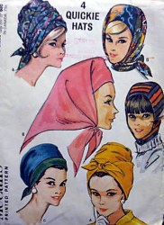 8009 MCCALLS 4 QUICKIE HATS, TURBANS, SCARF, HELMET 65 PATTERN