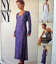 9337 NYNY LONG BIAS V-DRESS LENGTHS,SHRUG PATTERN 4-8,8-12,14-18