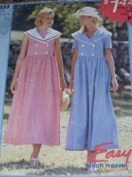 8619 EZ SAILOR COLLAR SLVS OR NOT FLARE DRESS PATTERN 16-22