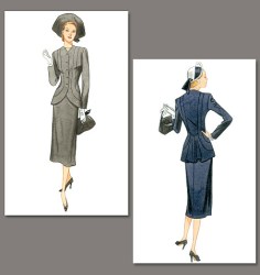 1019 VOGUE RETRO VINTAGE 1947 SEAM LINED JACKET, LONG SKIRT PATTERN 6-12 uncut