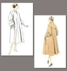 1083 VOGUE RETRO 1953 FLARE LOOSE COLLAR CUFF COAT BUTTONS OR NOT PATTERN 6-20 2 SIZES UNCUT