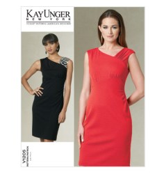 1205 VOGUE KAY UNGER SLEEVELESS KNIT LINED GATHER DRESS PATTERN 8-22 2 SZS UNCUT CHOICE