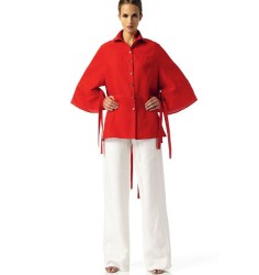1347 CHADO LOOSE BAND YOKE LS TIE SHIRT,WIDE PANTS PATTERN 14-22