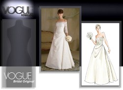 2842 VOGUE STRAPLESS BRIDE EMPIRE FLOOR DRESS, GODET PATTERN 6-22 3 SIZES CHOICE  uncut
