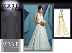 2883 VOGUE HALTER BRIDAL EMPIRE FLOOR DRESS, TRAIN PATTERN 6-22 3 SZS CHOICE NEW