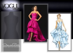 2889 VOGUE OSCAR DE LA RENTA  STRAPLESS DRAPE FLOOR DRESS WOW PATTERN  12-16  UNCUT