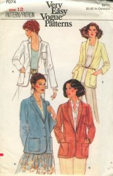 7074 70s EZ VOGUE LONG BUTTON COLLAR JACKET PATTERN 10