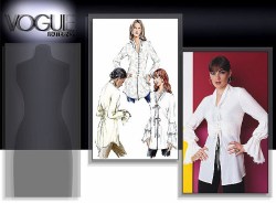 7829 VOGUE FUNNEL NECK LONG SLEEVE BLOUSE PATTERN  18-22, ,6-10