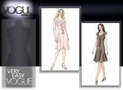 7991 VOGUE EZ FLOUNCY CURVE SLIT DRESS SLEEVES OR NOT PATTERN 6-12; 14-20 CHOICE