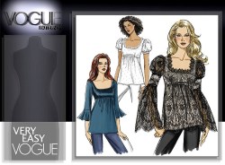 8289 VOGUE EMPIRE BABY DOLL/  RENNAISANCE LOW CUT EMPIRE TOPS PATTERN 4-10  new