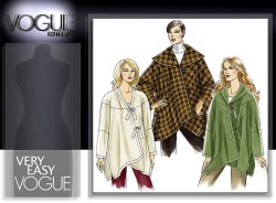 8344 VOGUE ASYMMETRIC TIED/ BUTTON COLLAR COAT Very Easy PATTERN S-XL 8-22 UNCUT