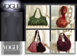 8347 4 VOGUE LINED GORGEOUS VELVET/ SILK HANDBAGS PATTERN
