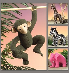 8349  Vogue STUFFED GIRAFFE, ZEBRA, MONKEY, ELEPHANT PATTERN
