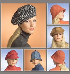 8440 4 LINED BUCKET NEWSBOY,  BERET HATS PATTERN SM-LG