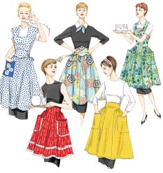 8643 1952 VOGUE RETRO HALF- FULL APRONS PATTERN SM-LG