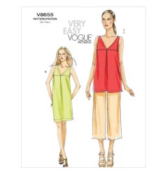8655 SO EZ VOGUE SLEEVELESS V-TUNIC ,DRESS, PANTS PATTERN 16-24 UNCUT