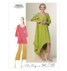 8659 VOGUE EZ BIAS TUNIC, SHAPED DRESS, PANTS PATTERN 16-22 uncut