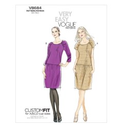 8684 VOG SO EZ CLOSE FIT GATHERED DROP WST DRESS PATTERN 14-22