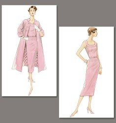 8687  VOGUE '54 RETRO VINTAGE LONG YOKE DRESS, LINED COAT PATTERN 8-14 UNCUT