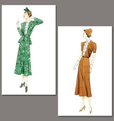 8767 RETRO 1938 VOGUE SS-LS JACKET,  DRESS, BELT PATTERN 8-20 2 SIZES
