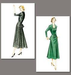 8768 VOG RETRO 50 BACK PEPLUM BIAS DRESS PATTERN 6-12, 12-18