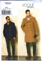 8940 VOGUE MR LINED COLLAR PANEL JACKET, PANTS PATTERN 34-40, 40-46 choice new 