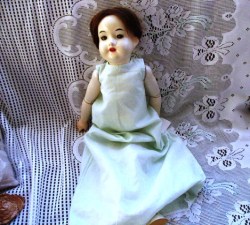 21'' ART CRAFT USA ANTIQUE 1919 COMPO DOLL,BROWN HUMAN HAIR WIG