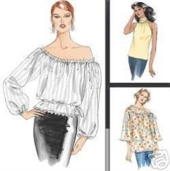 8032 EZ VOGUE OFF SHOULDER / TIE COLLAR, SLEEVES OR NOT TOPS PATTERN 8-22 3 SIZES